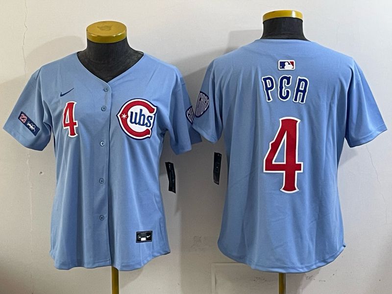 Youth Chicago Cubs #4 Pga Light blue Throwback Nike MLB 2025 jersey 02